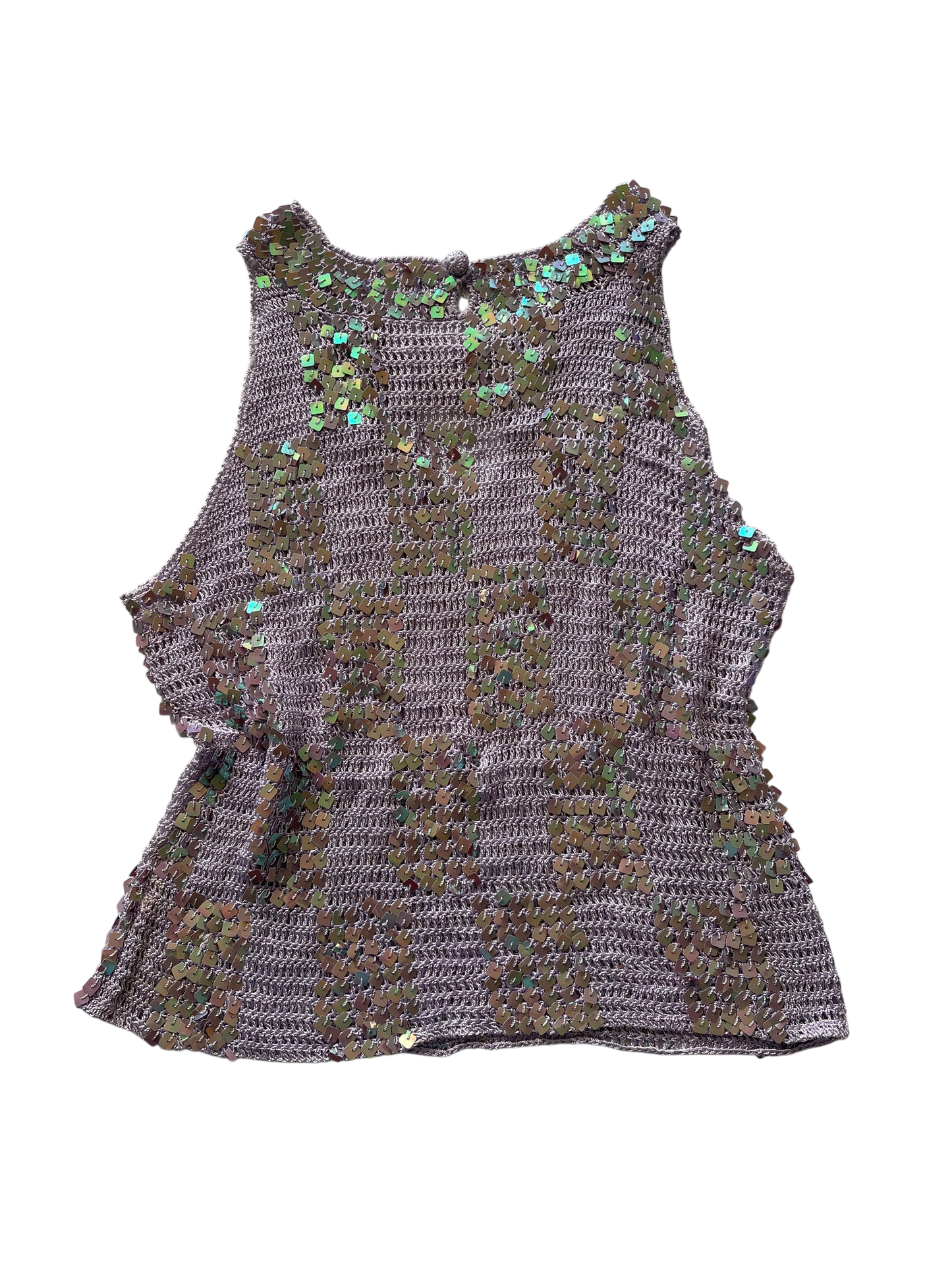 Purple Sequin Mesh Tank Top l 8-10