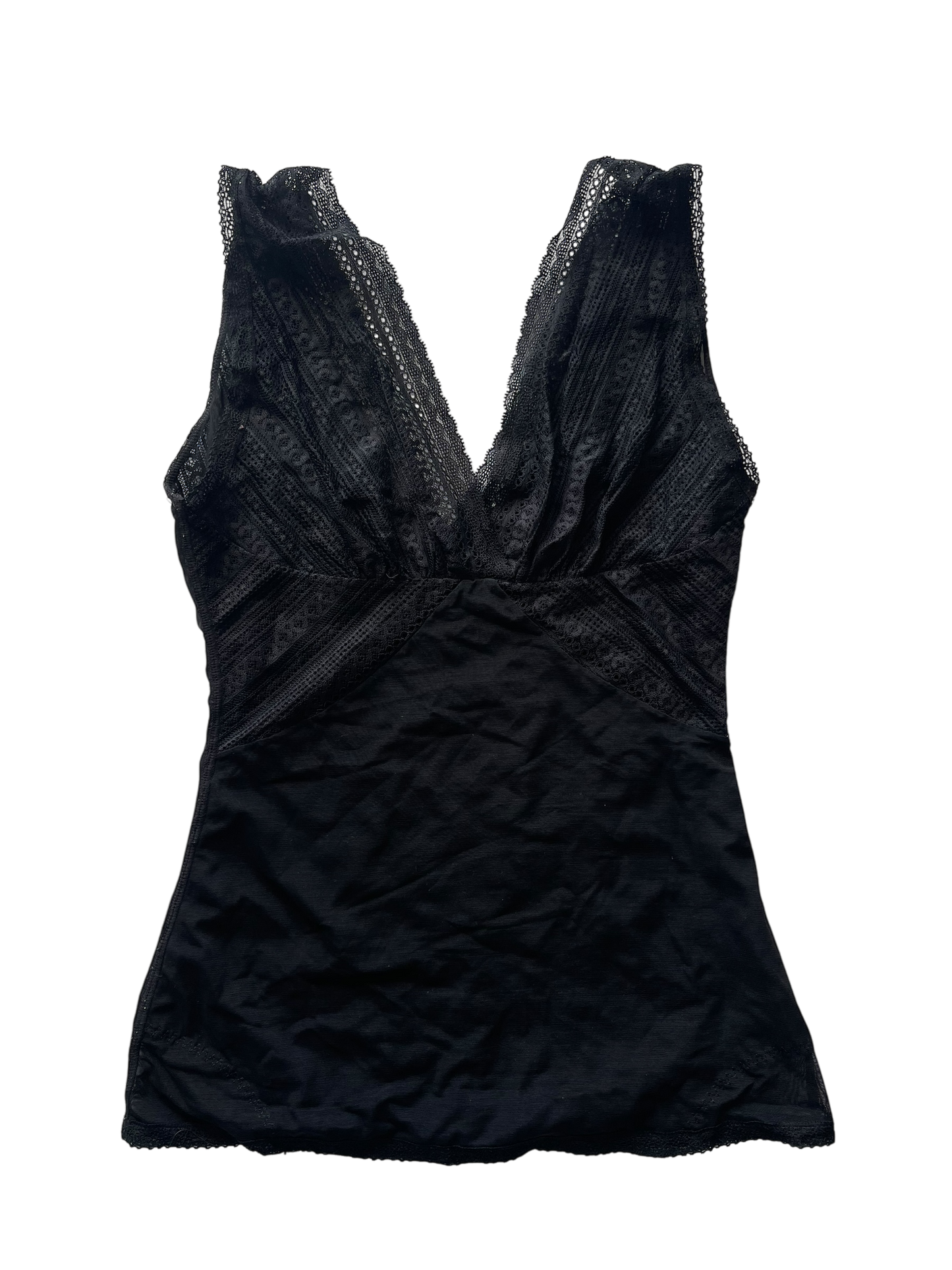 Black V-Neck Lace  Top l 8-10