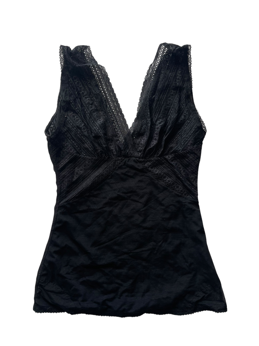 Black V-Neck Lace  Top l 8-10