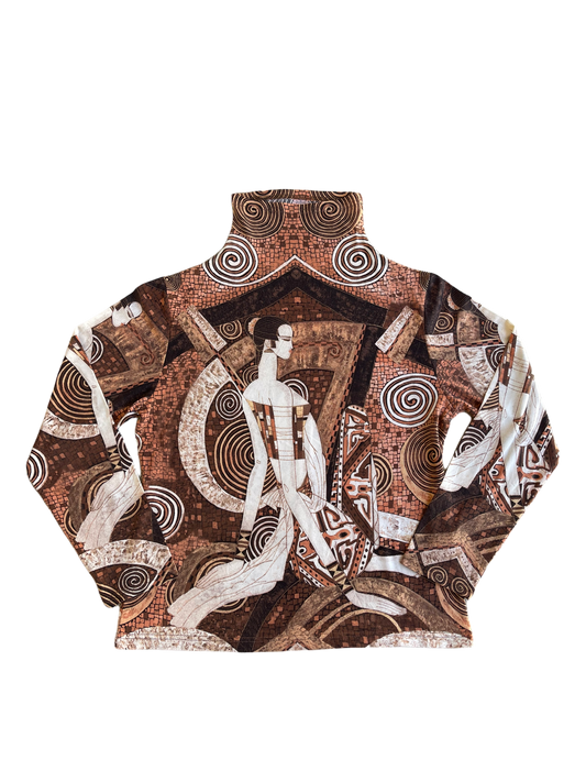 Viänte Oriental Print Long Sleeve Top